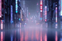 Cinematic, atmospheric, night, Tokyo, dark, rain, high level of detail, high definition, blue neon, blender 3d