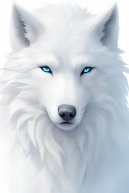 I was thinking of a 5'6 white wolf. Pure white. And a femboy. So it's a dude but looks really really feminine. Blue eyes. Their left arm is mase of pure ice. maybe some ice particle effects too.