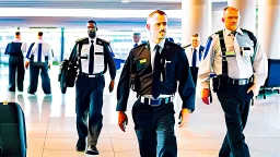 security escorting man from airport lounge