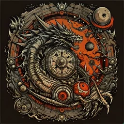 Dragons, Fire and Smog, Skull, Dartboard, Steampunk, Univerum, t-shirt