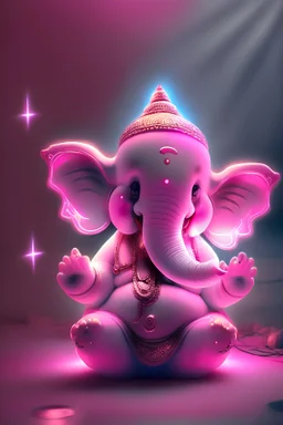 create ganesha cute 3d heaven bookeh lights pink and violate colour flash