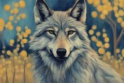 a wolf in van gogh style