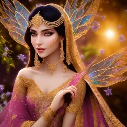 arabian fairy, beautiful portrait, flowery landscape