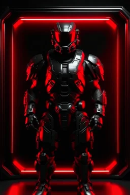 Cool sci fi military red and black glowing with a riot shield