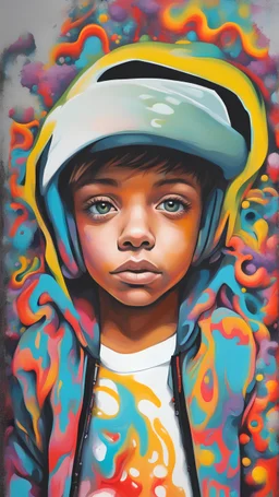graffiti portrait of a boy on floral wall, graffiti art, splash art, street art, spray paint, oil gouache melting, acrylic, high contrast, colorful polychromatic, ultra detailed, ultra quality, CGSociety