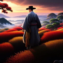 Ultra detailed fullbody Portrait in oil on canvas of Ghost Of Tsushima scenery,extremely detailed digital painting, extremely detailed face,crystal clear Big eyes, mystical colors ,perfectly centered image, perfect composition, rim light, beautiful lighting,masterpiece,8k, stunning scene, raytracing, anatomically correct, in the style of robert e howard and Ken Kelley and Ohrai Noriyoshi and Simon Bisley and tomzj1