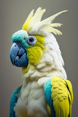 Portrait of an angry sulphur crested cockatoo whose generations are all gone.