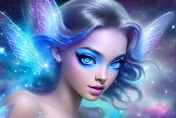 beauty cosmic fairy girl with big blu eyes