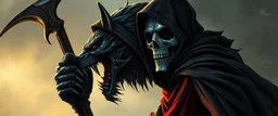 grim reaper werewolf cape harlekin, morning , scimitar