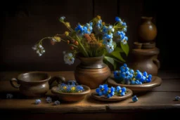 still life with forget-me-nots --sref 1289650570 1129075246 3282252780 --v 6.0 --s 800