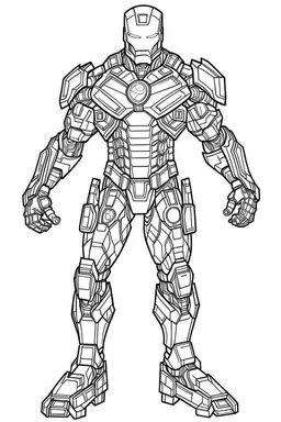 out line art of IRON MAN super HIRO colouring pages with white background ,skech style ,full body. only use outline,mandala style,clean line art,white background,no shadow and clear and well outlined