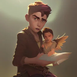 a kid with his magical gargoyle by Nick Harris