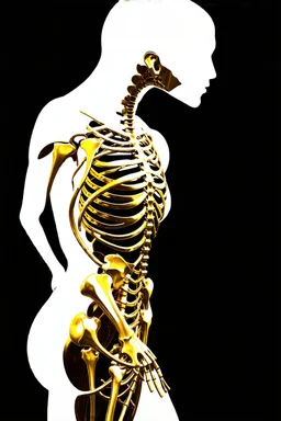 3D rendering of Expressively detailed and intricate of a hyperrealistic “human body”: side view, scientific, single object, glossy white, shinning gold, vines, tribalism, black background, shamanism, cosmic fractals, octane render, 8k post-production, detailled metalic bones, dendritic, artstation: award-winning: professional full body : atmospheric: commanding: fantastical: clarity: 16k: ultra quality: striking: brilliance: stunning colors: amazing depth