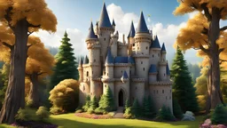 masterpiece, best quality, sugarcookiestyle castle, forest