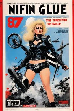 NIFFIN’ GLUE magazine #871 (13 Vroker 34) high res photo cover by Ralph Steadman: special 'nazis SS torture dystopia for her' issue; guest star : Barbarella as a time traveler in US military uniform