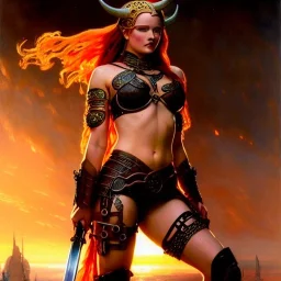 portrait 'beautiful Sexy busty Redhead Sif',Braids,horned helmet, celtic tattoed,painting by gaston bussiere, greg rutkowski, yoji shinkawa, yoshitaka amano, tsutomu nihei, donato giancola, tim hildebrandt, oil on canvas, cinematic composition, extreme detail,fit full head inside picture,32k