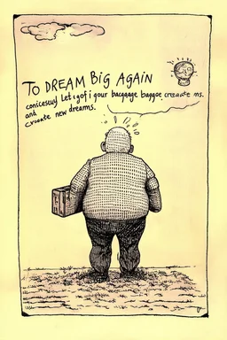 To dream big again, consciously let go of your baggage to create new dreams; A surrealistic lowbrow interpretation of Philip Guston