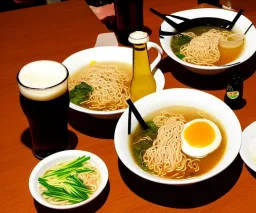 ramen with beer drink