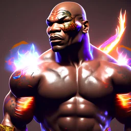 WILL TO POWER EMBODIED IN MIKE TYSON as warrior, HERO, psychedelic, invincible, violent, focused, godpower, divine, dark, concept art, smooth, extremely sharp detail, finely tuned detail, ultra high definition, 8 k, unreal engine 5, ultra sharp focus, fantasy
