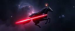 dart vader hest som flyr gjennom stjernetåke og dart vader