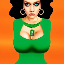 fullbody portrait of beautiful booty young busty atletic amazon Redhead woman with big eyes with big emeralds necklace by Anthony Devas 8k