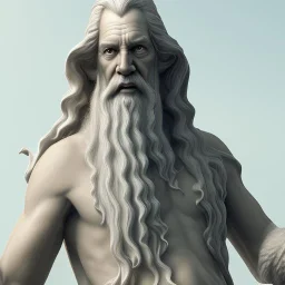 White Sculpture gandalf full body, greek sculpture style, full body, fresco background, hyper realistic, 8k,