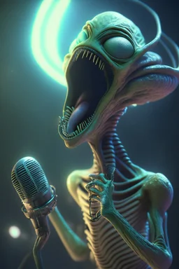 Alien singing , HD, octane render, 8k resolution