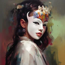 girl with a mask Modern Art