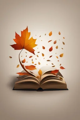 square logo , landscape with leaf fall, flying leaves in the book