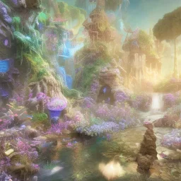 magical blu castel, bioluminsescent plants, 8k resolution, dynamic lighting, ultra hyperdetailed, waterfalls, ultra colourful flovers and butterflys,, very small details, realistic.