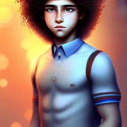 beautiful 12 year old arabic boy with curly hair and light blue eyes