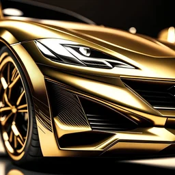 luxury gold sports car close up, minimal