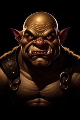 [D&D character art, ogre, tan color], [half-length portrait, black background]