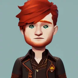 ed sheeran with dark brown hair, round head, lego, steampunk