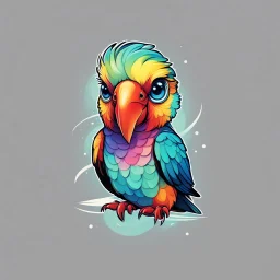 Cute parrot with adorable eyes / t-shirt design / clear lines/ neofuturist