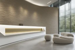 Modern stone wall, museum reception