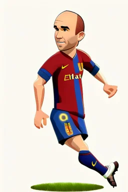 Andres Iniesta football player ,cartoon 2d