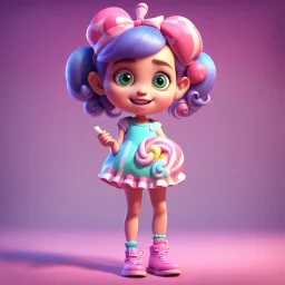 candy girl teenager, stylized 3d. pixar, cartoon