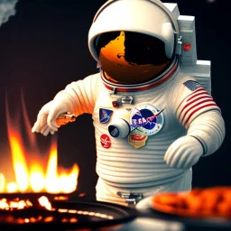 astronaut cooking marshmallows on barbecue from mars unreal engine 5, octan render