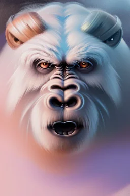 painting, portrait of a beautiful Yeti with cyborg eyes, 8k, highly detailed high quality