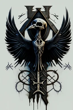 Raven skeleton anchor symbol of church