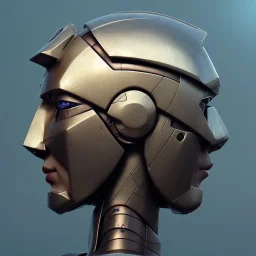 Robot cute profile head portrait, warrior costume, village, meditation, 8k quality