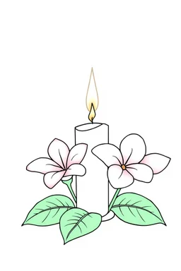 outline art for square Heart Candle Plumeria coloring page for kids, classic manga style, anime style, realistic modern cartoon style, white background, sketch style, only use outlin