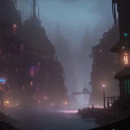 low town under city fantasy dungeon punk dark river