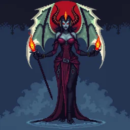 16 bit pixelart of demonic woman