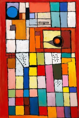 Stop watering your ego; a painting with an admixture of Paul Klee and Philip Guston