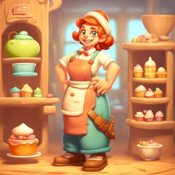 a cartoon character thirty years old confectioner , an ultrafine detailed painting by senior character artist, featured on polycount, sots art, artstation hd, 2d game art, behance hd