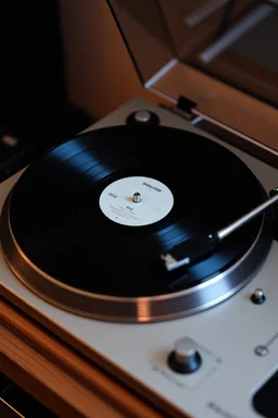 turntable playing white label vinyl