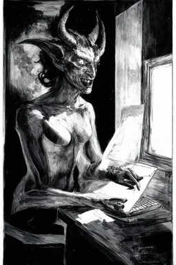 solana king liquidation flush devil in a dark room looking at computer oracle of delphi seeing the future in the style of surrealism black and white