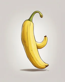 cute drawing of a funny yellow banana on a white background.